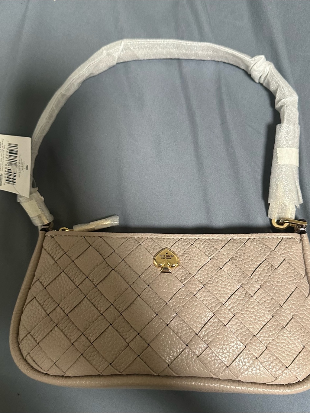 Kate Spade Woven Leather Shoulder Bag In Taupe